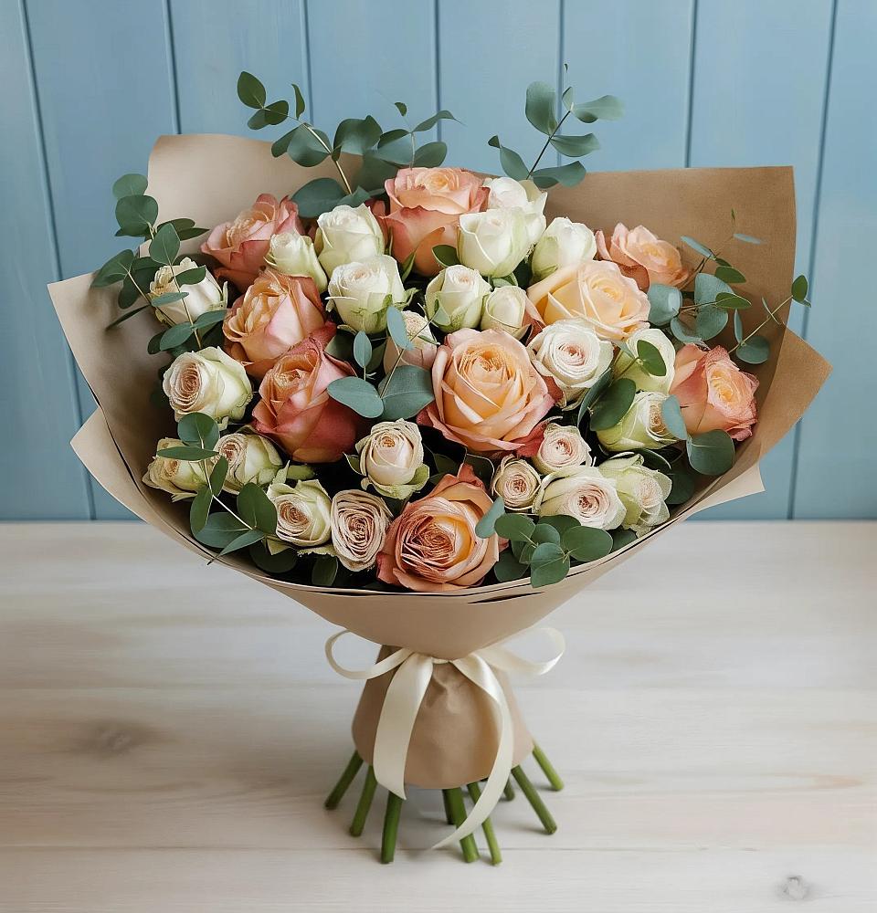 Букет цветов из: Альстромерии и Розы в Малое Карасево