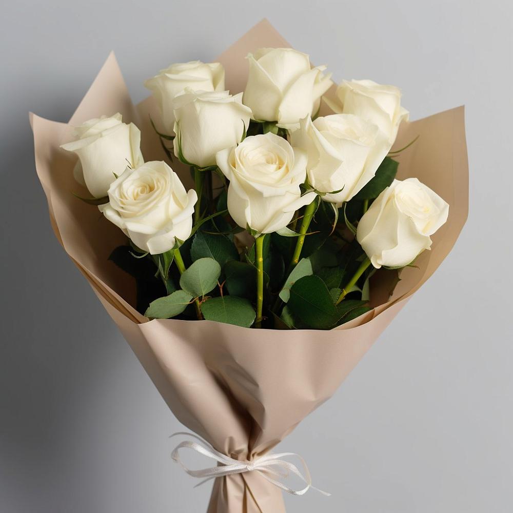 Букет 9 Белых роз Эдлесс Лав в Малое Карасево
