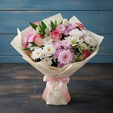 Букет цветов из:  Хризантемы, Альстромерии и Розы в Малое Карасево