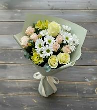 Букет цветов из:  Альстромерии, Розы и Хризантемы в Малое Карасево